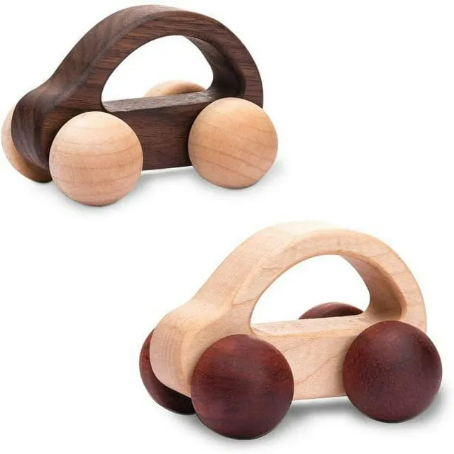 let&#39;s make Organic Baby Push Car Wooden Toys 2pc Wood Car and Fine Movement Development and Infant Grasping Montessori Toys