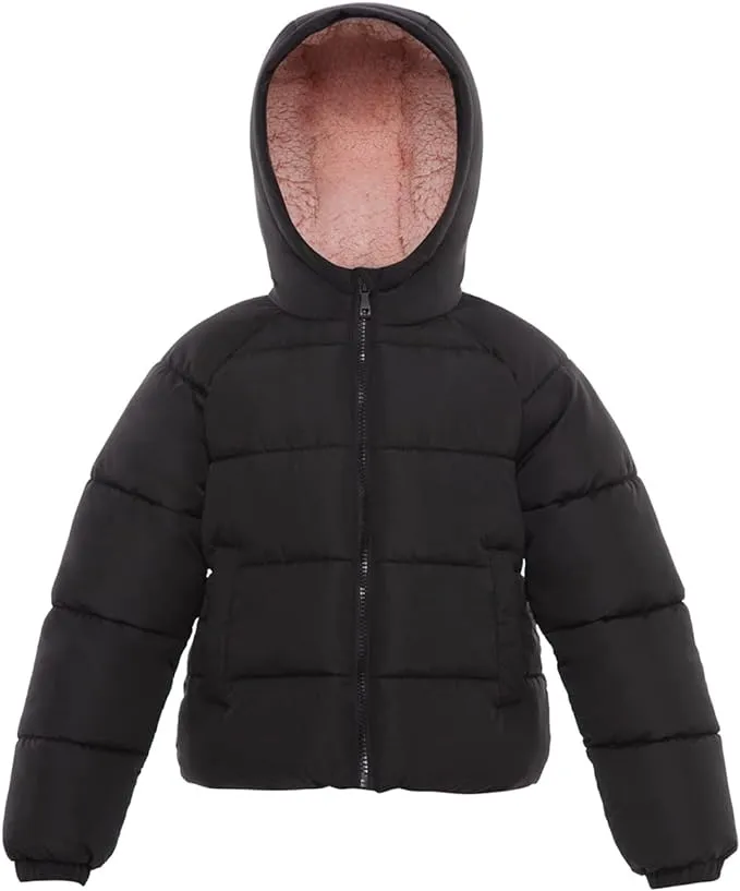 Rokka&Rolla Girls' Heavyweight Puffer Jacket Sherpa Lined Winter Coat