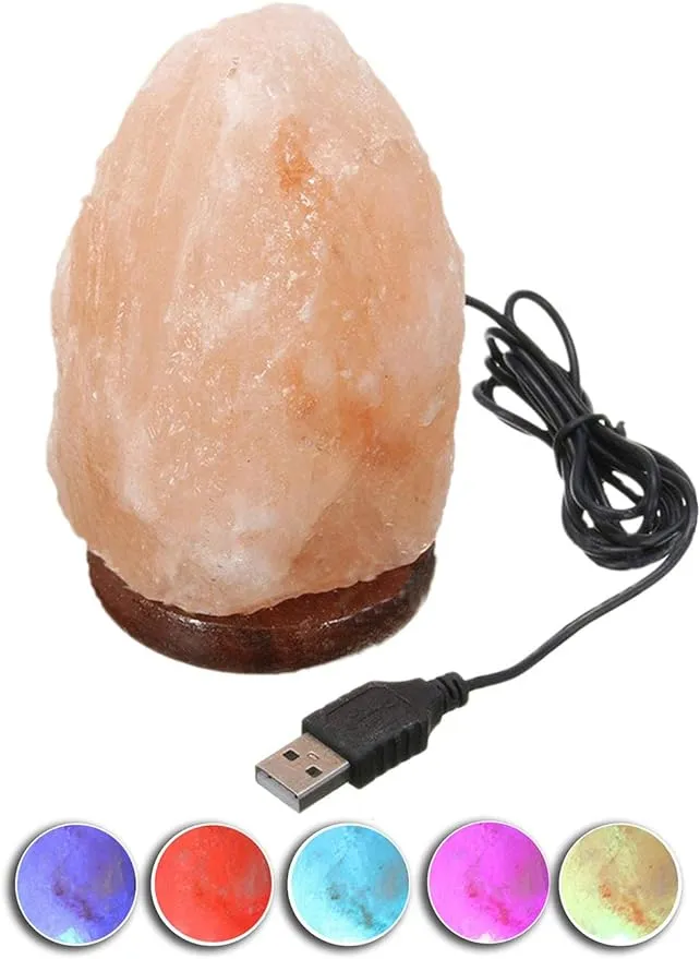 Natural USB Himalayan Salt Lamp Crystal Salt Rock Mini Hand Carved Lamp