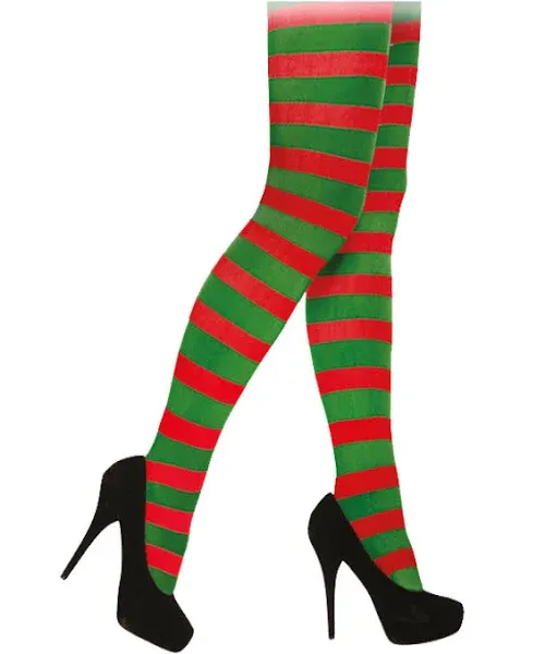 Christmas Elf Fancy-Dress Costumes for Adults with Red and Green Design, One Size