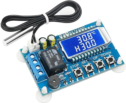 DROK Electronic Thermostat Controller, DC 6-30V 24V Digital Temperature Control Board -50 to +110 Degree Celsius High Accuracy LCD Digital Micro Temp Control Switch Module with Waterproof Sensor Probe