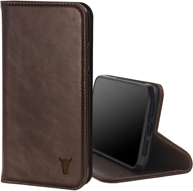 TORRO Leather Case Compatible with iPhone 11 – Genuine Leather Wallet Case/Cover with Card Holder and Stand Function (Dark Brown)