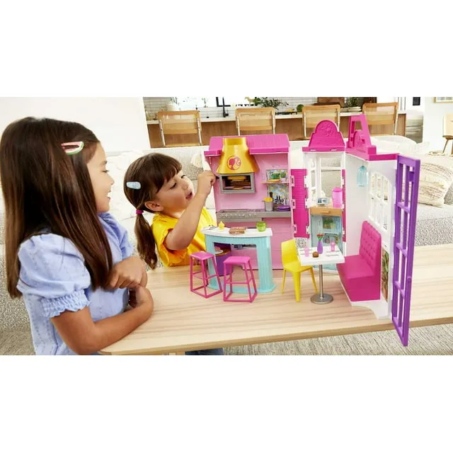 Barbie Cook ‘n Grill Restaurant Playset with 30+ Pieces & 6 Play Areas Including Kitchen, Pizza Oven, Grill & Dining Booth, Gift for 3 to 7 Year Olds