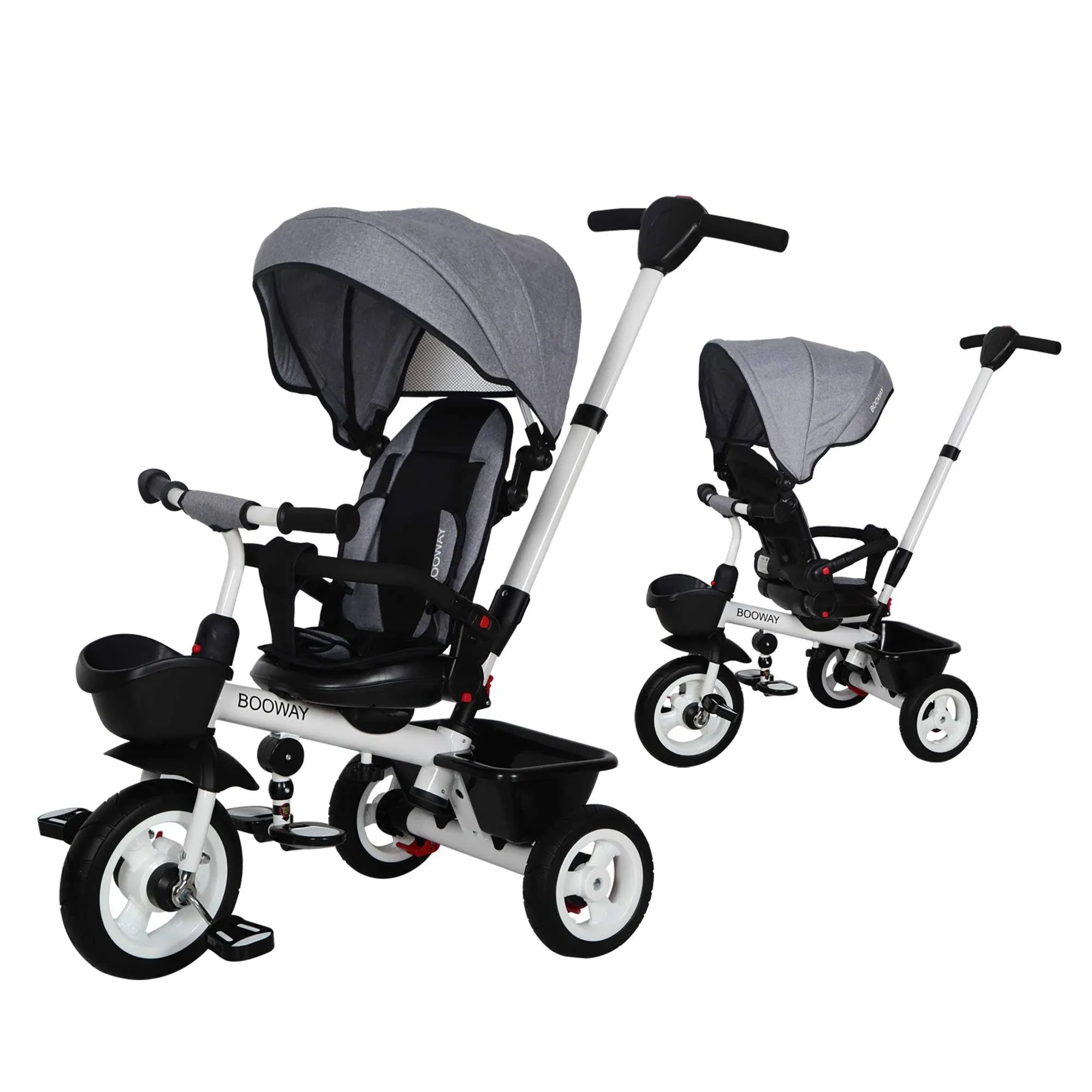 BOOWAY Baby Trike 6 in 1 Kids Stroller Tricycle W Adjustable Push Handle