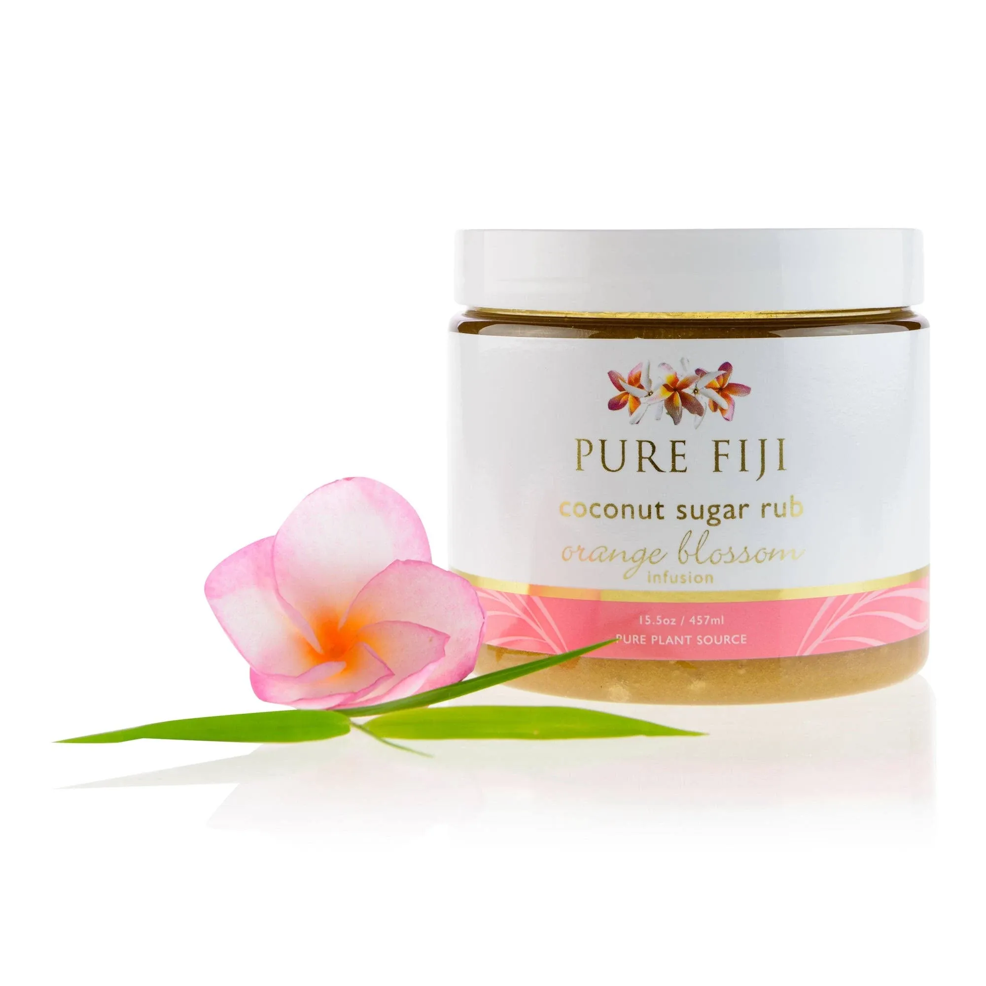 Pure Fiji Coconut Sugar Body Scrub - Body Exfoliator Scrub Natural Origin for Smooths and Softens Skin - Organic Exfoliating Sugar Scrub for Body, Orange Blossom, 15.5 Oz