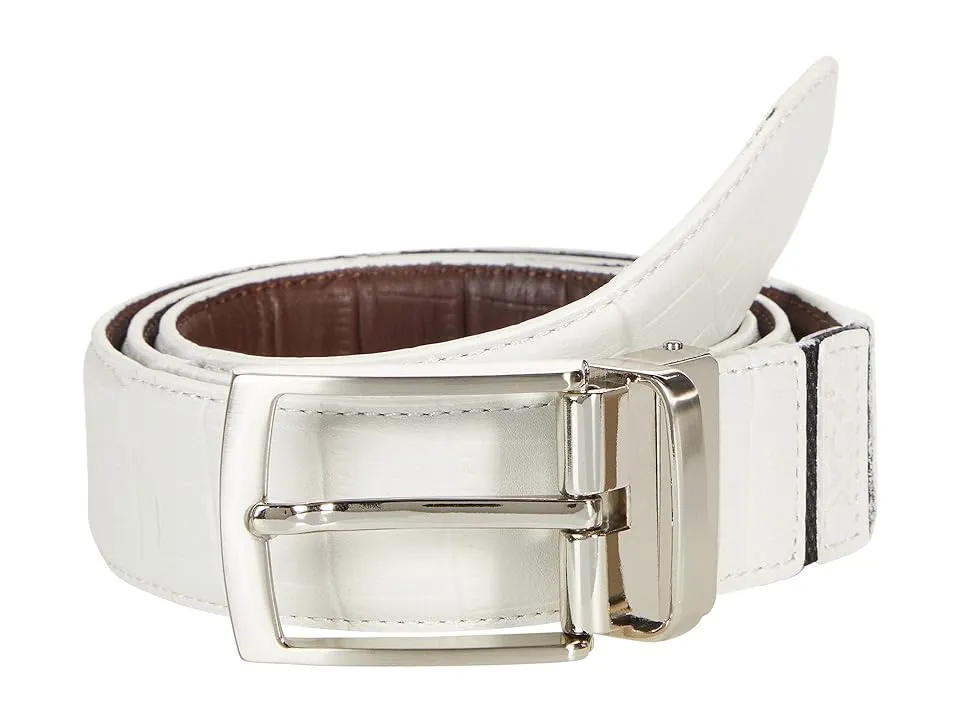 Johnston & Murphy XC4 Reversible Belt (White/Mahogany Croc Print) Men's Belts