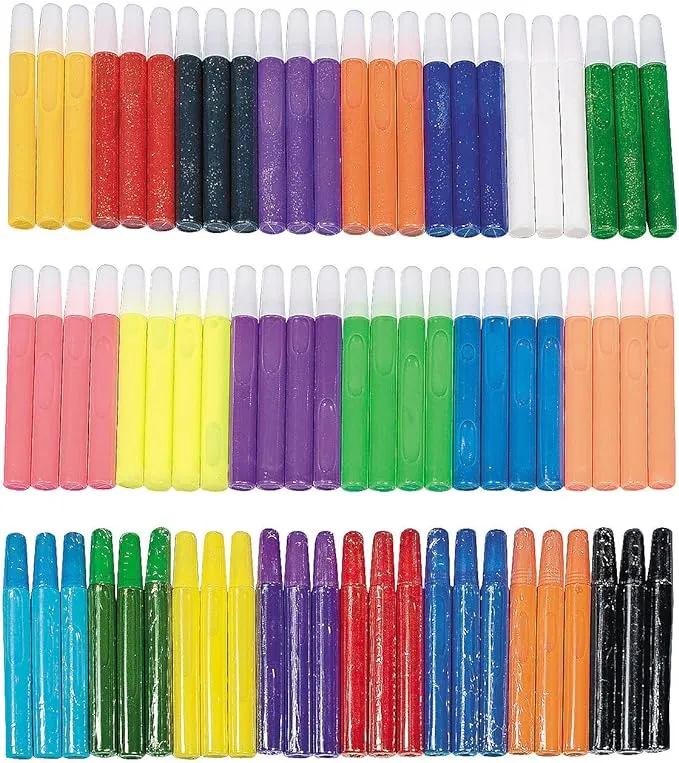 Fun Express Suncatcher Paint Pens Bulk Kit - VBS Vacation Bible School Supplies/Decor - 24 Colors, Set of 72 Markers - DIY for Kids and Classroom Supplies