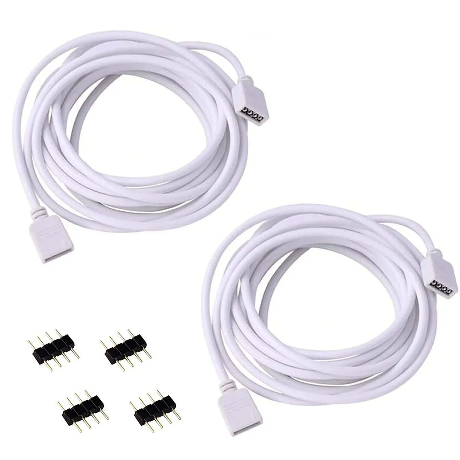 RGBZONE 2 Pack 5M 16.4ft Extension Cable Connect Female Plug to SMD 5050 RGB LED ...