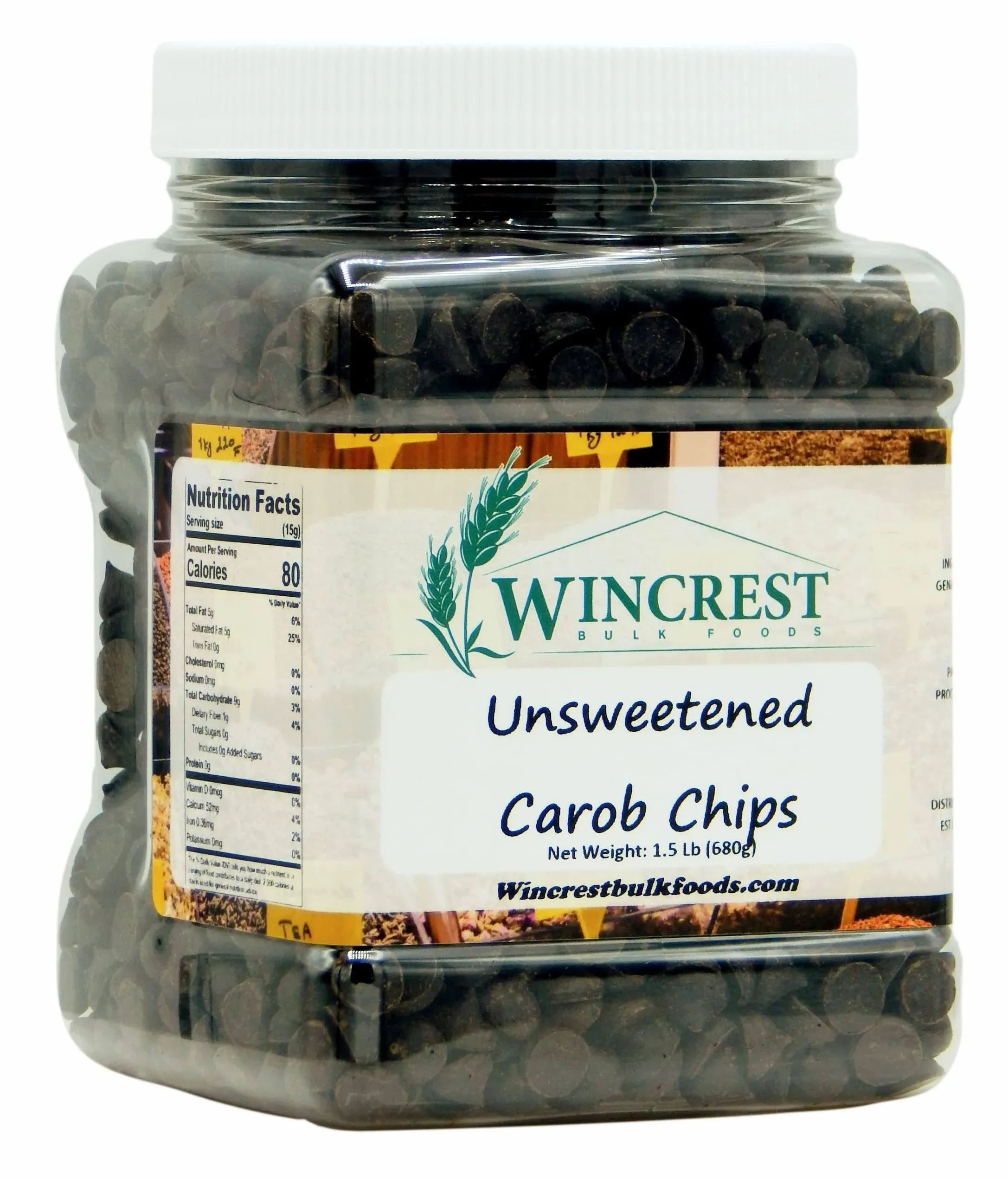 WinCrest Unsweetened Carob Chips (3 Lb Tub)