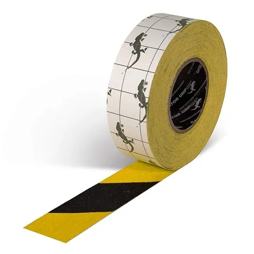 Premium 60 Grit Hazard Stripe Anti-Slip Adhesive Tape, Indoor/Outdoor, Great for Stairs, Docks & Ramps, Yellow/Black, 2 inch x 60 ft,SG3902YB