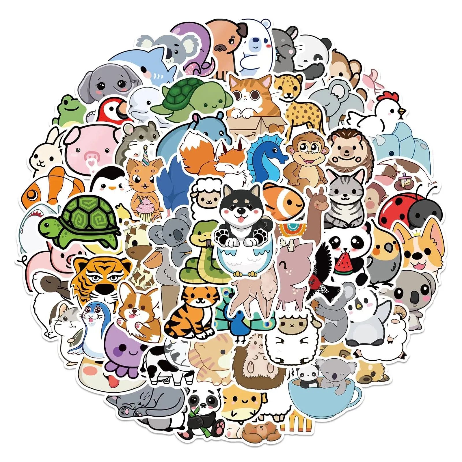 Cute Animal Stickers Pack- 100PCS Colorful Waterproof Stickers for Water Bottles, Laptop, Phone