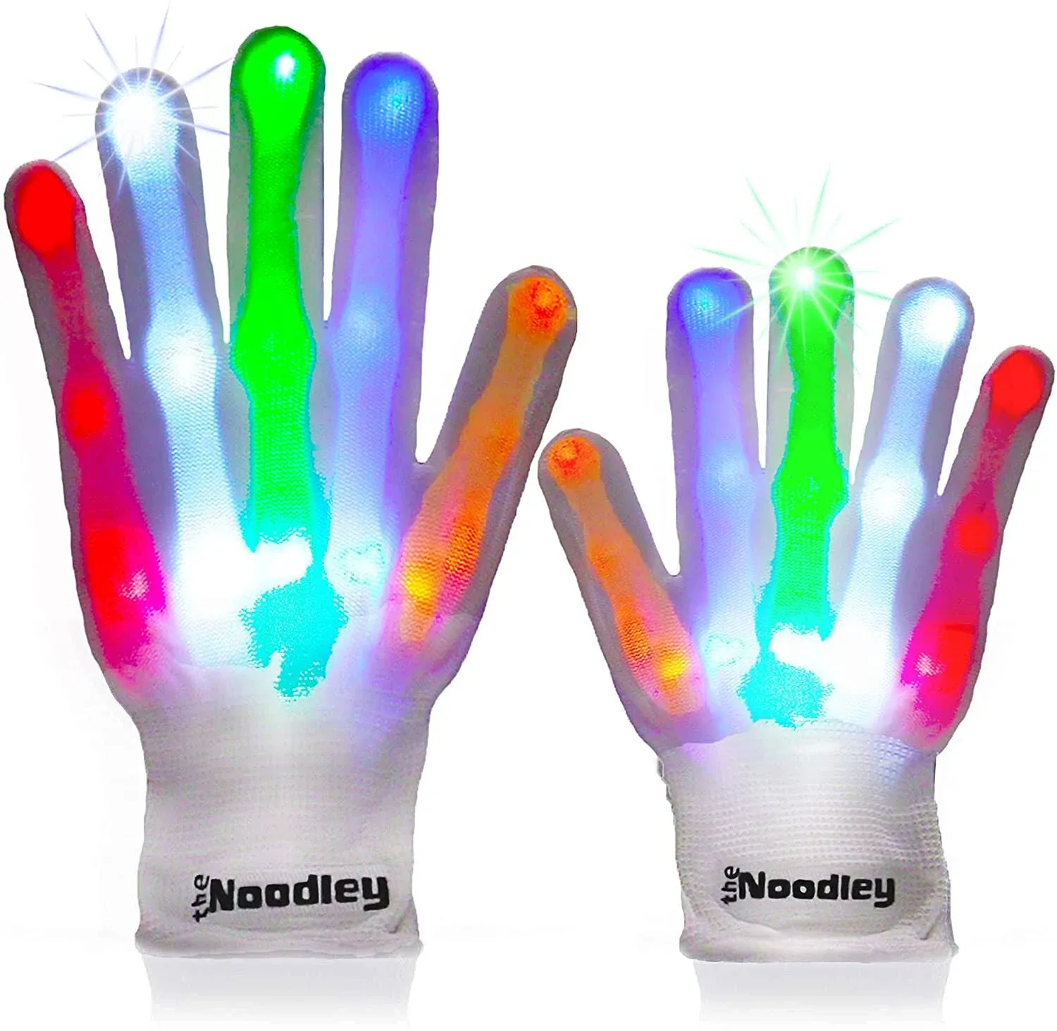 The Noodley LED Light Up Gloves for Kids (Small, White)