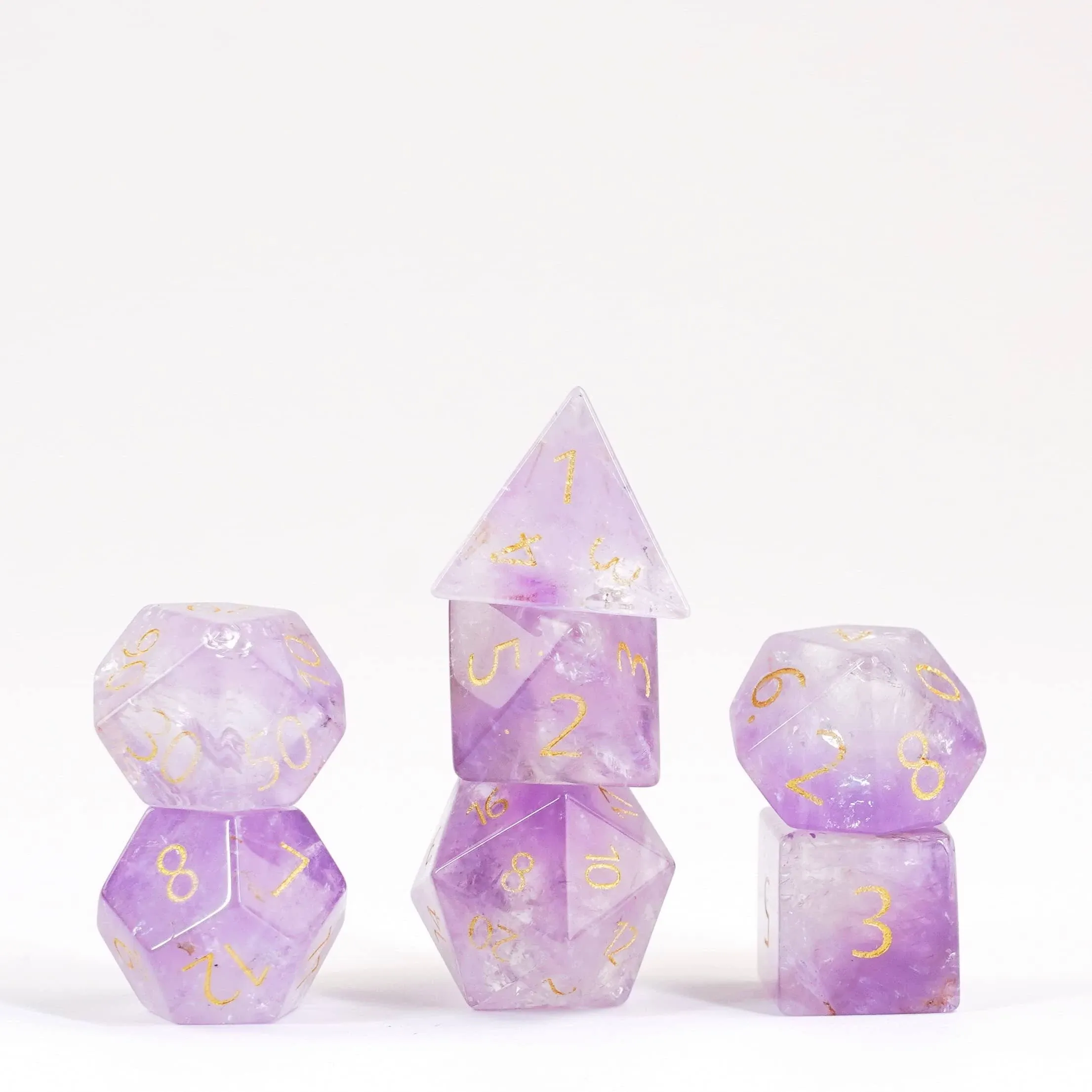 Fanroll by 16Mm Stone Poly DND Dice Set: Role Playing Game Engraved Amethyst