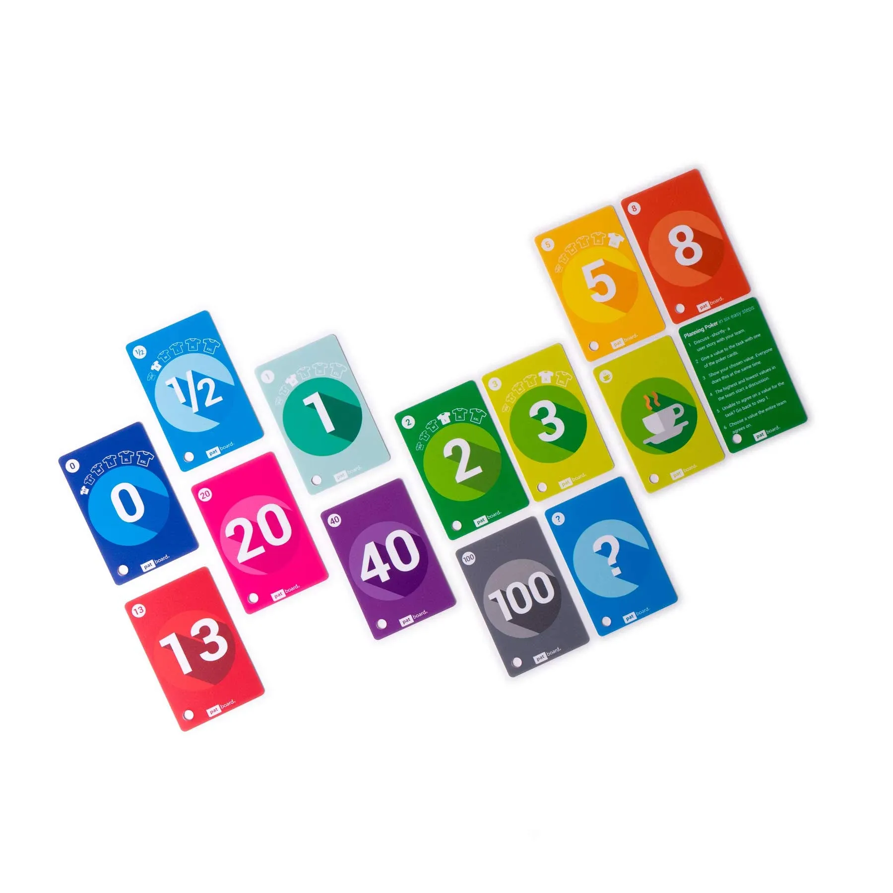 PATboard Planning Poker Cards - Set of 4 Decks - Stationery for Agile Scrum - Estimation Fibonacci Cards