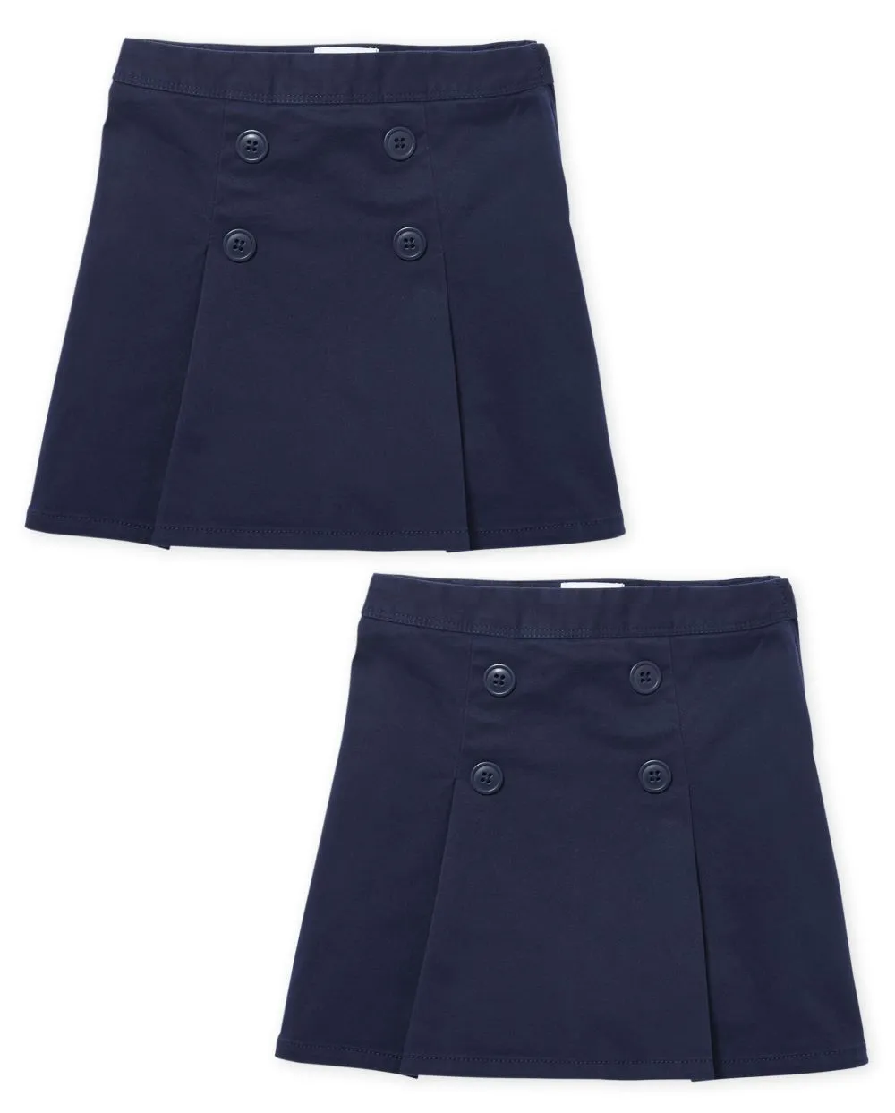 Girls Uniform Stretch Button Skort 2-Pack - Plus - Blue