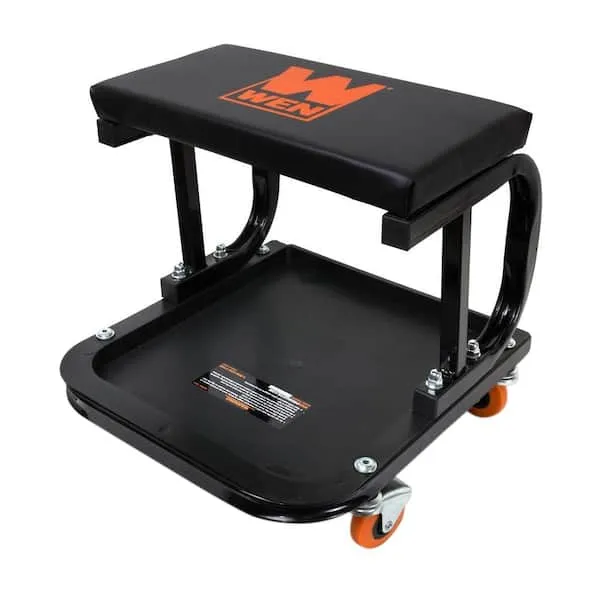 WEN Products 73011T Rolling Mechanic Seat with Onboard Storage 250 lb Capacity