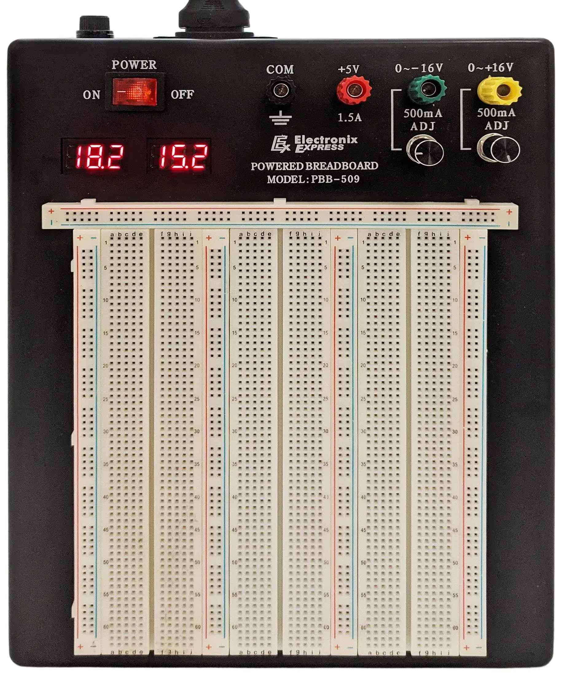 Powered Solderless Breadboard with 2390 Tie Points, 3 Regulated Power Supplies, 2 ...