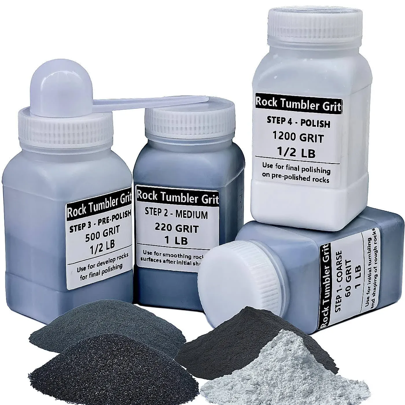 Rock Tumbler Grit 4 Steps Complete Kit,Total 3 Pounds, Can Polish up to 20 LBS o