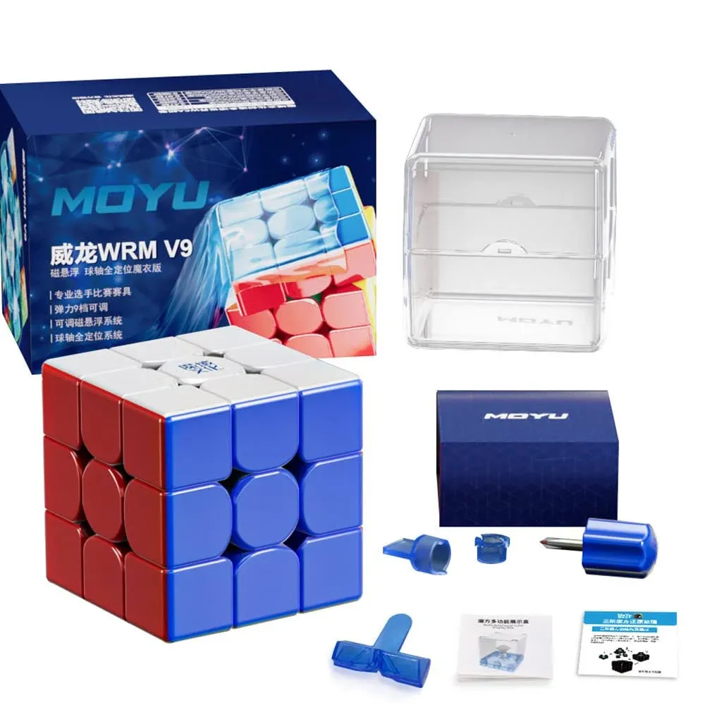 TUNJILOOL Moyu WRM V9 Ball Core (UV Coated) Stickerless Speed Cube, moyu WeiLong WR M V9 MagLev+Core Magnets Magic Clothes Flagship 3x3 UV, WRM 2023 (Ball-Core Version)