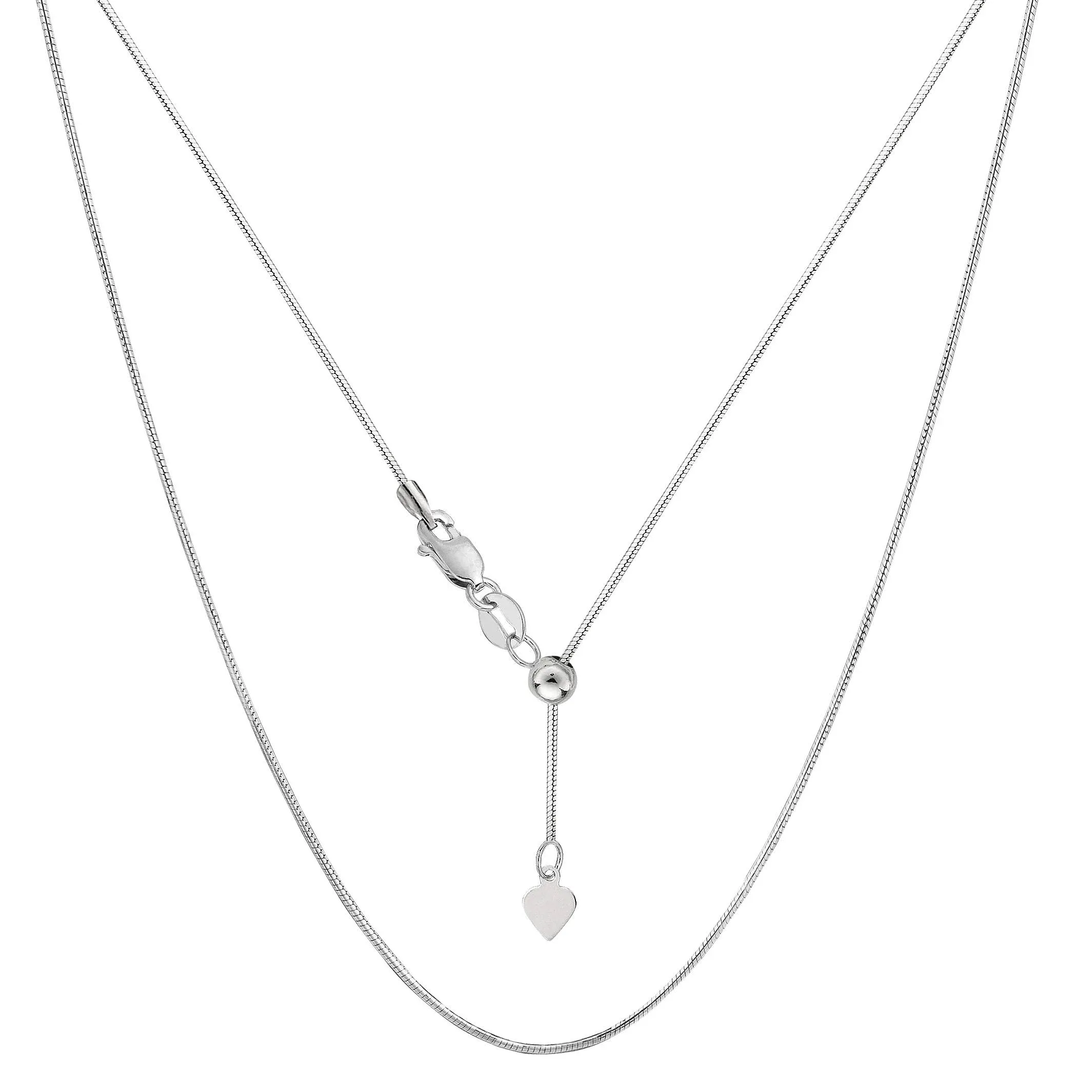 14K White Gold Adjustable Octagonal Snake Chain, Width 0.85mm, Lenght 22 Inch