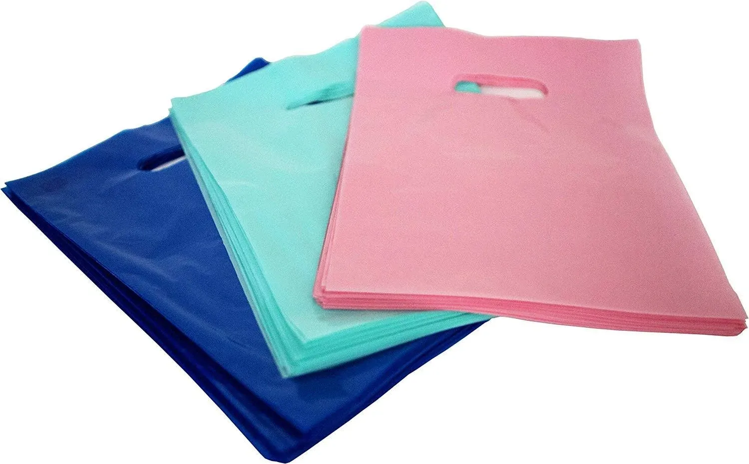 9x12 Glossy Merchandise , Retail Shopping Bags with Handle, Gift Bags, Best Colors-Royal Blue, Pink and Teal. Small Size. Environmentally Responsible 100% Recyclable,150 Pack. Mr.Lordbag