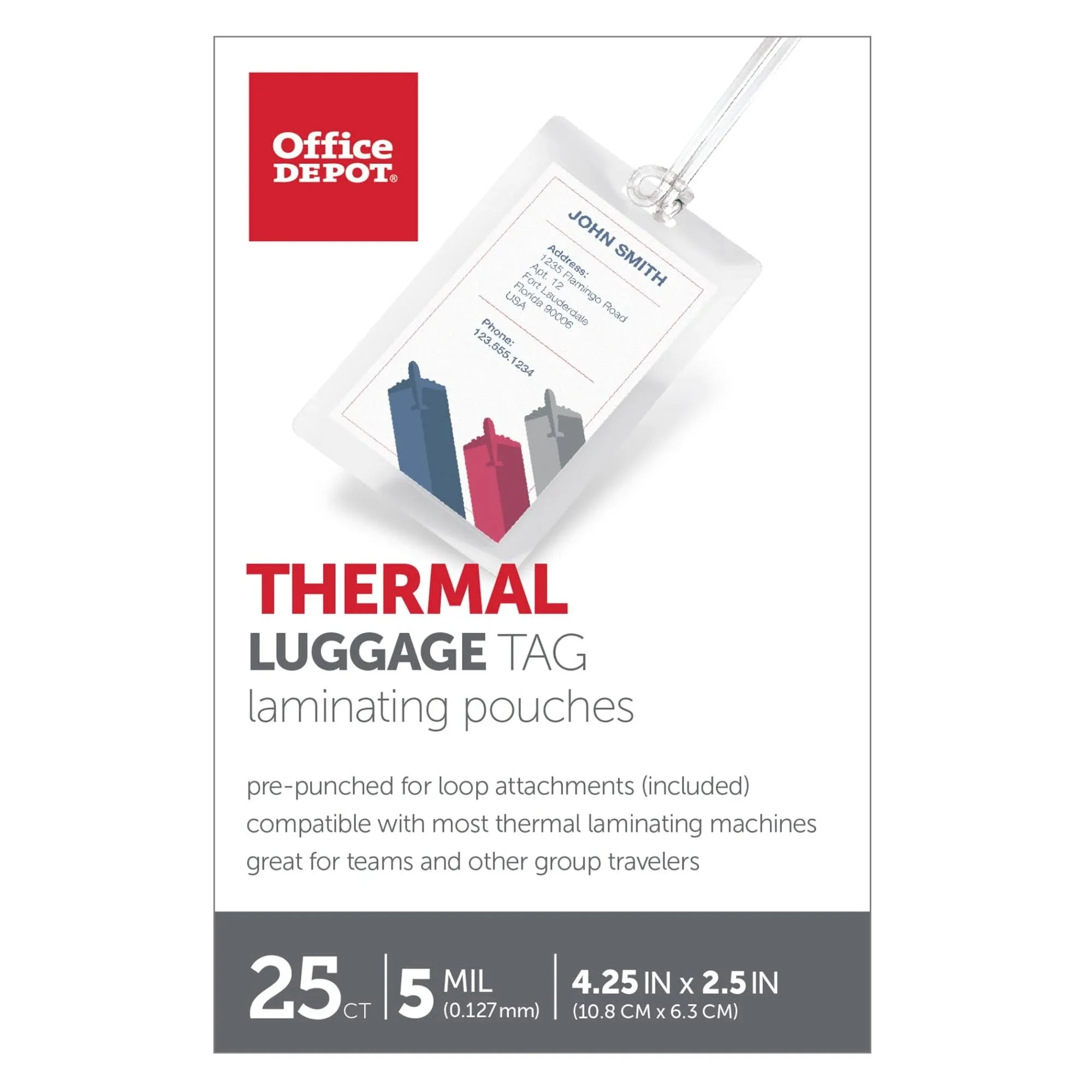 Office Depot Luggage Tag with Loop Laminating Pouches