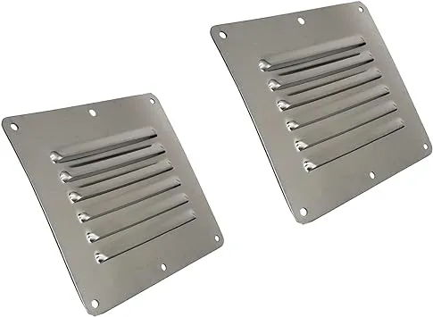 Boat Cabin Vents Louver Grill Cover Ventilation Louver 4-1/2" X 5" 316 Stainless Steel Stamped Air Venting Panel Cover 2 Pack