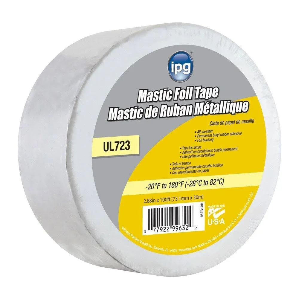 IPG - UL 723 Mastic Foil Tape, 1.88&#034; × 100 ft , -20 Deg. F - 180Deg.F (Per Roll)