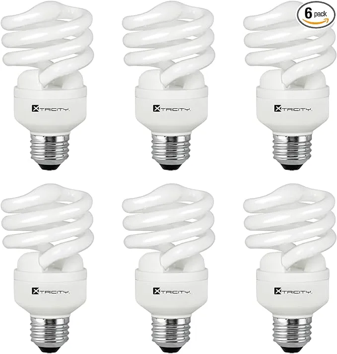 Xtricity Compact Fluorescent Light Bulbs T2 Spiral, E26 Base, 13W (60W Equivalent), 2700k Soft White, 900 Lumens, CFL, 120V - UL Listed, (4 Pack)