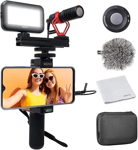 Movo Photo Smartphone Video Kit V1 with PR-1 Smartphone Rig & VXR10 Microphone