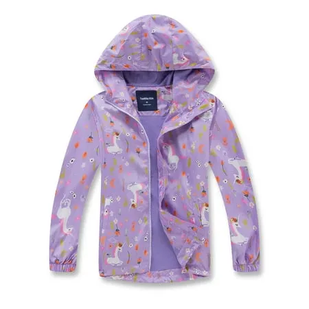 MGEOY Boys Girls Rain Jackets Lightweight Waterproof Hooded Cotton Raincoats Windbreakers for Kids