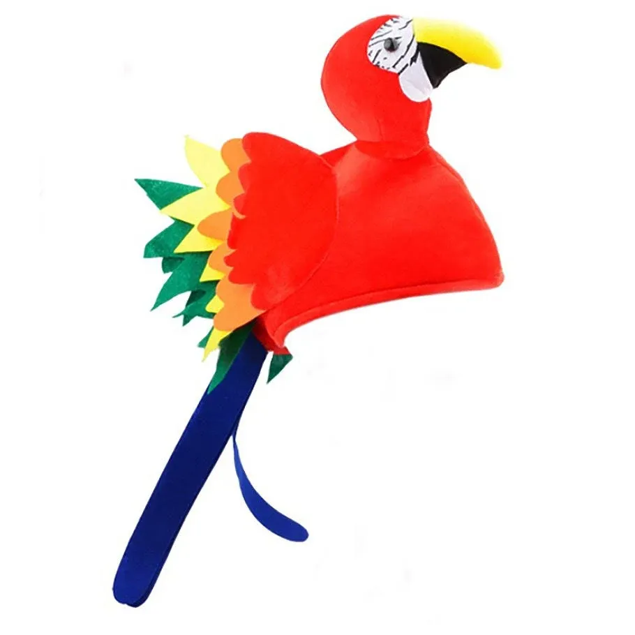 Adult Parrot Hat Tropical Animal Bird Theme Novelty Luau Beach Costume Accessory