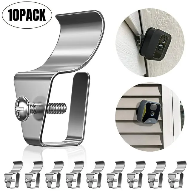 10 Pack Vinyl Siding Clip Hooks, TSV No-Hole Needed Stainless Steel Camera Vinyl Siding Screw Hanger for Mount Home Security Mailbox House Number