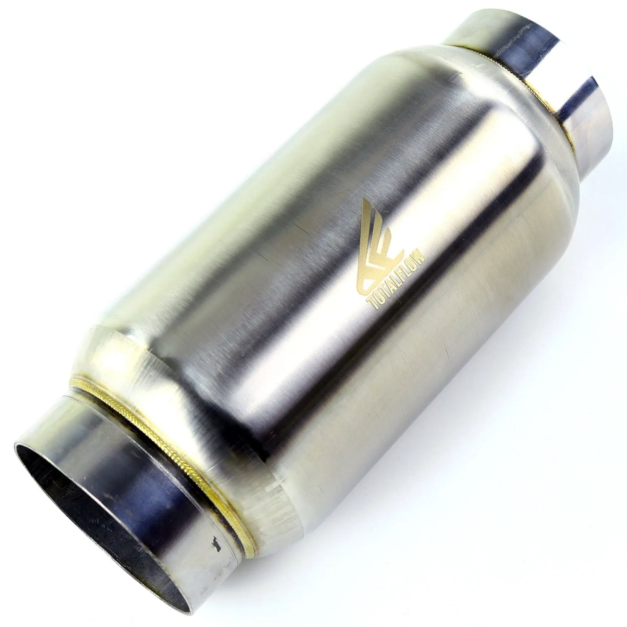 TOTALFLOW 9944 Mini Race Exhaust Muffler | 304 Stainless Steel | 2.5" Inner Diameter Inlet - 2.5" Outer Diameter Outlet