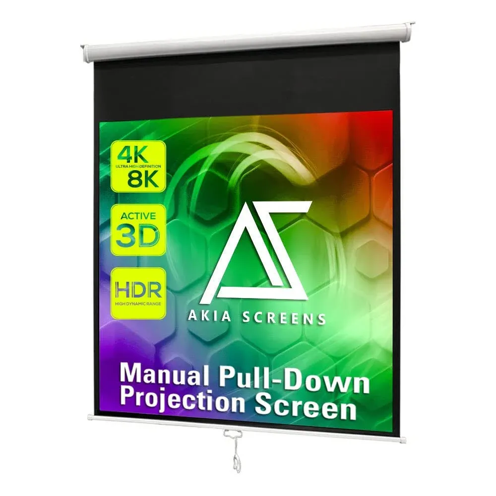 Akia Screens 125 inch Projector Screen Pull Down Manual B 1:1 8K 4K HD 3D Ceiling ...