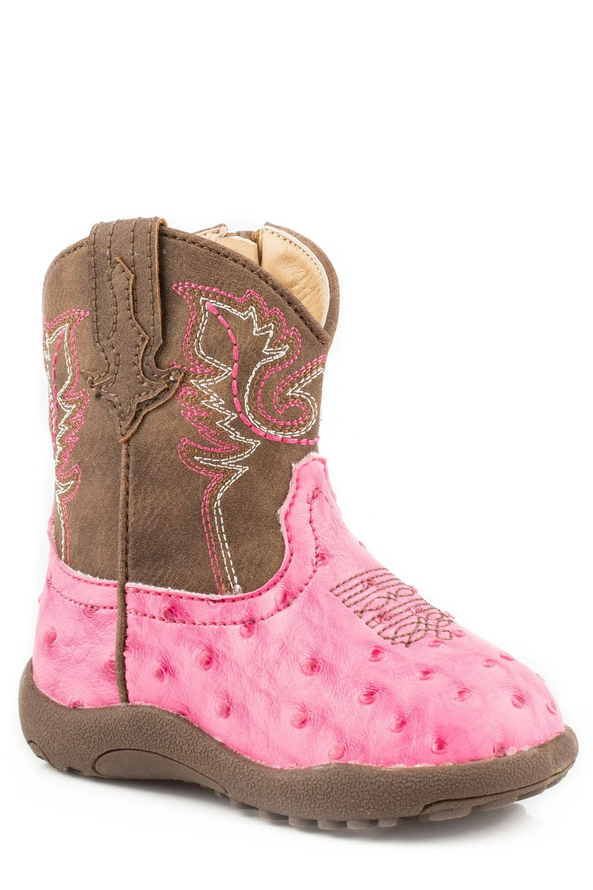 Roper Cowbaby Annabelle Round Toe Cowboy  Infant Girls Brown, Pink Casual Boots