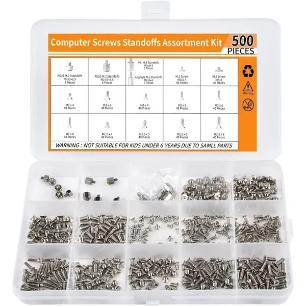 500PCS M.2 SSD Screw Kit, M.2 Standoff and Screw Kit for Asus Gigabyte MSI AS...