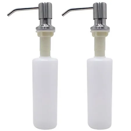 Skycarper 2pcs Soap Dispenser for Kitchen Sink Stainless Steel Soap Dispenser with 12oz Bottle Brushed Nickel