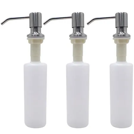 Skycarper 3pcs Soap Dispenser for Kitchen Sink Stainless Steel Soap Dispenser with 12oz Bottle Brushed Nickel