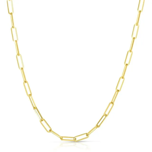 Floreo 10k Yellow Gold Paperclip Solid Link Chain Necklace