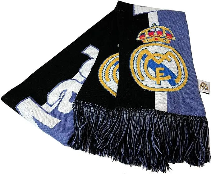 Icon Sports Officially LIcensed Real Madrid CF Reversible Scarf - Cozy Acrylic Adult Unisex Soccer Scarf