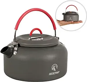 REDCAMP 0.8L Mini Outdoor Camping Kettle, Aluminum Water Pot with Carrying Bag, Compact Lightweight Tea Kettle