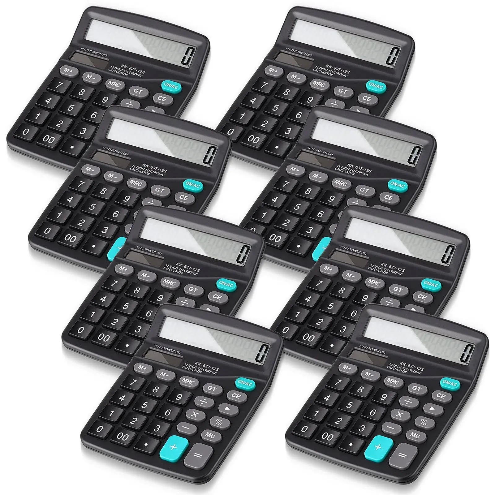  8 Pieces 12-Digit Calculator, Solar Basic Desktop Calculator Large Display 