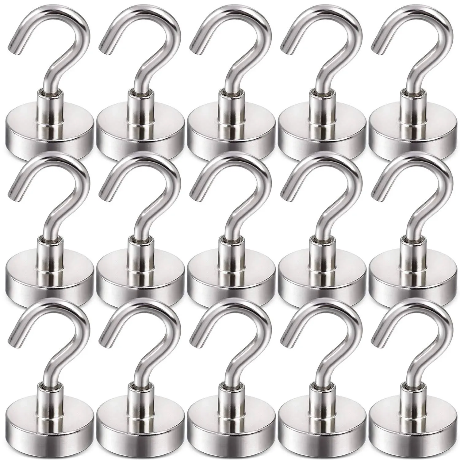 DIYMAG 60 Pack 25Lbs Magnetic Hooks for Cruise, Grill, Towel, Indoor Hanging, Home, Kitchen, Workplace, Office and Garage, Silver Pegboard Hooks Pack of 60