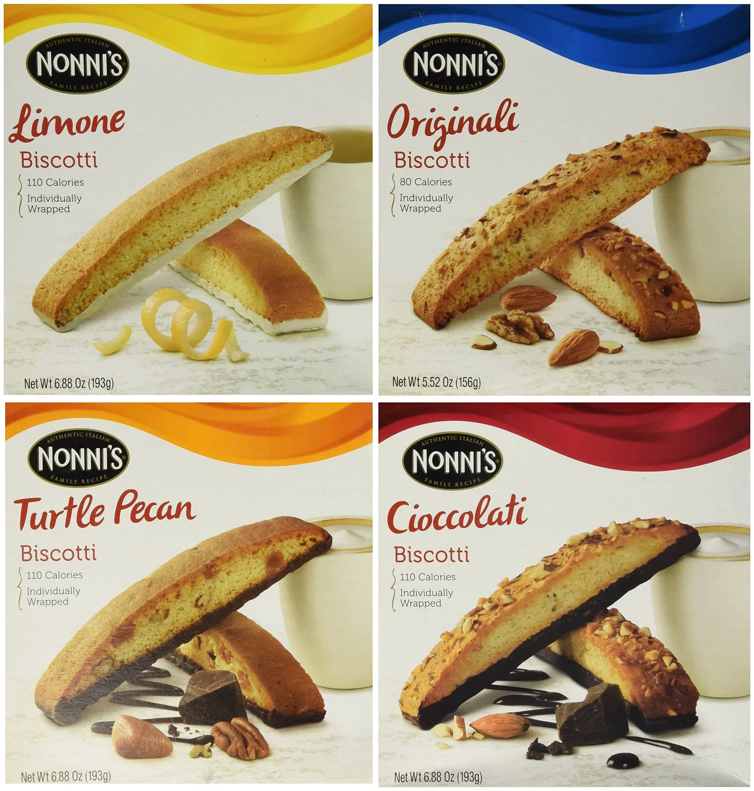 Nonni's Individually Wrapped Biscotti Italian Cookies in 4 Variety Packs ...