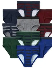 The Children&#x27;s Place Boys&#x27; Striped Briefs 10-Pack Medium 7-8 year New with Tags