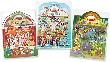 Melissa & Doug Puffy Sticker Play Sets - Safari, Pirate, On The Farm