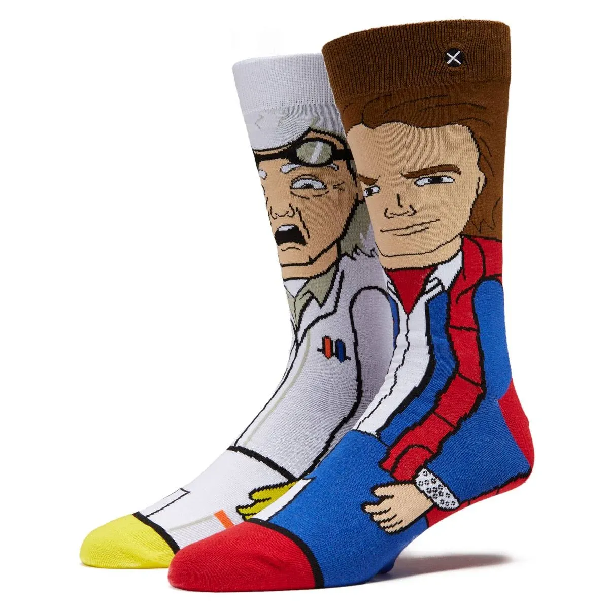 Odd Sox, Back to the Future, Funny Retro 80's Men's Crew Socks, Marty & Doc, Large