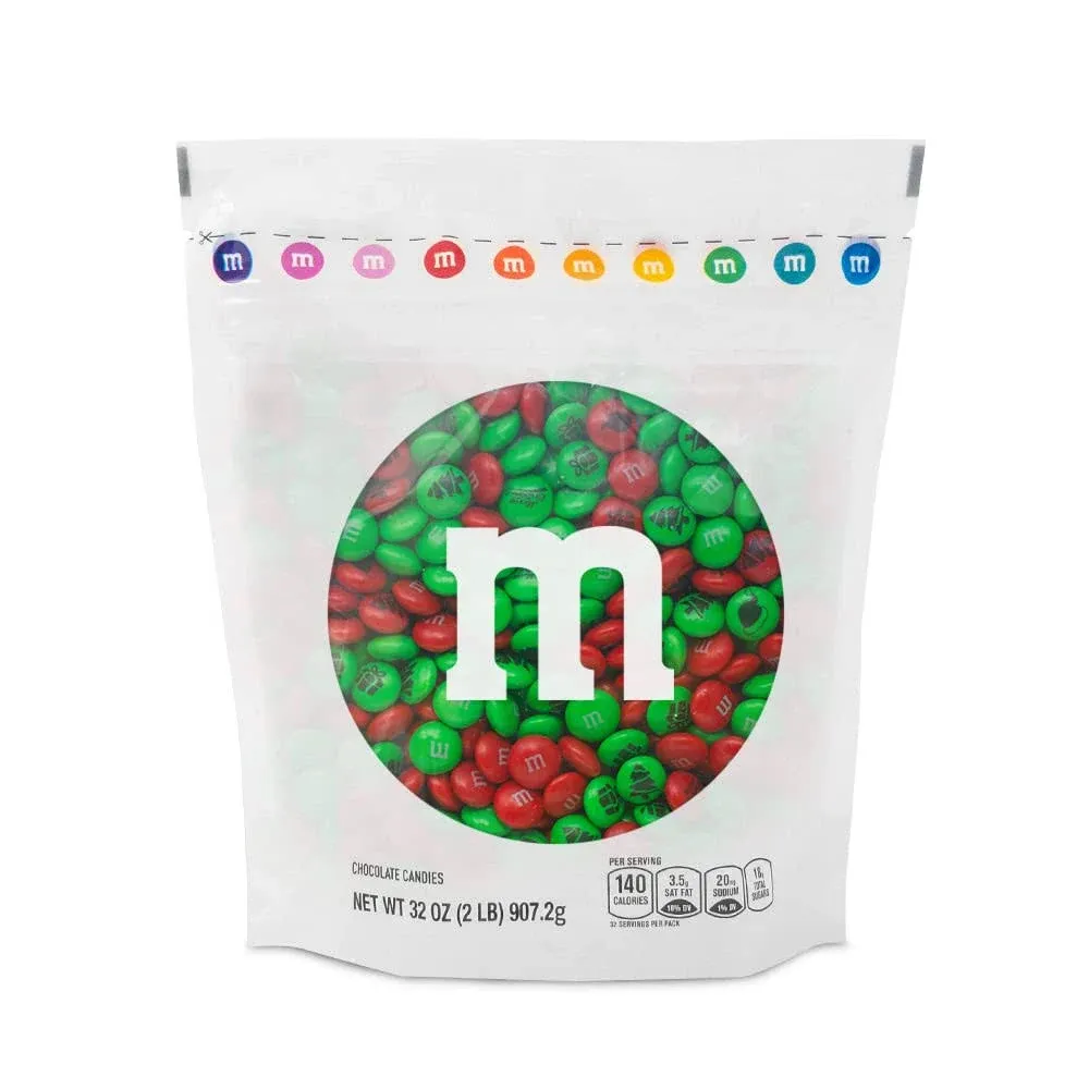 M&Ms Christmas Bulk Candy, 2 Pounds, Holiday Color & Designs for Christmas Snacks ...