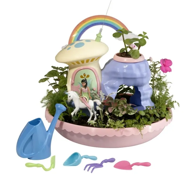 — Unicorn Paradise Toy Figurine Plant Kit — Grow a Garden for Dahlia the Fairy and Friends — Ages 4+